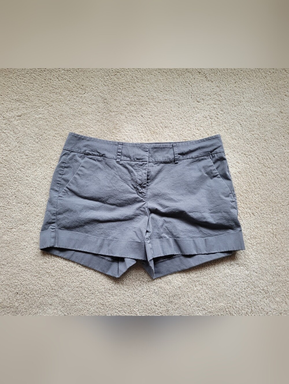 Women's New York & Company Classic Cotton Blend Gray Chino Shorts Size 12